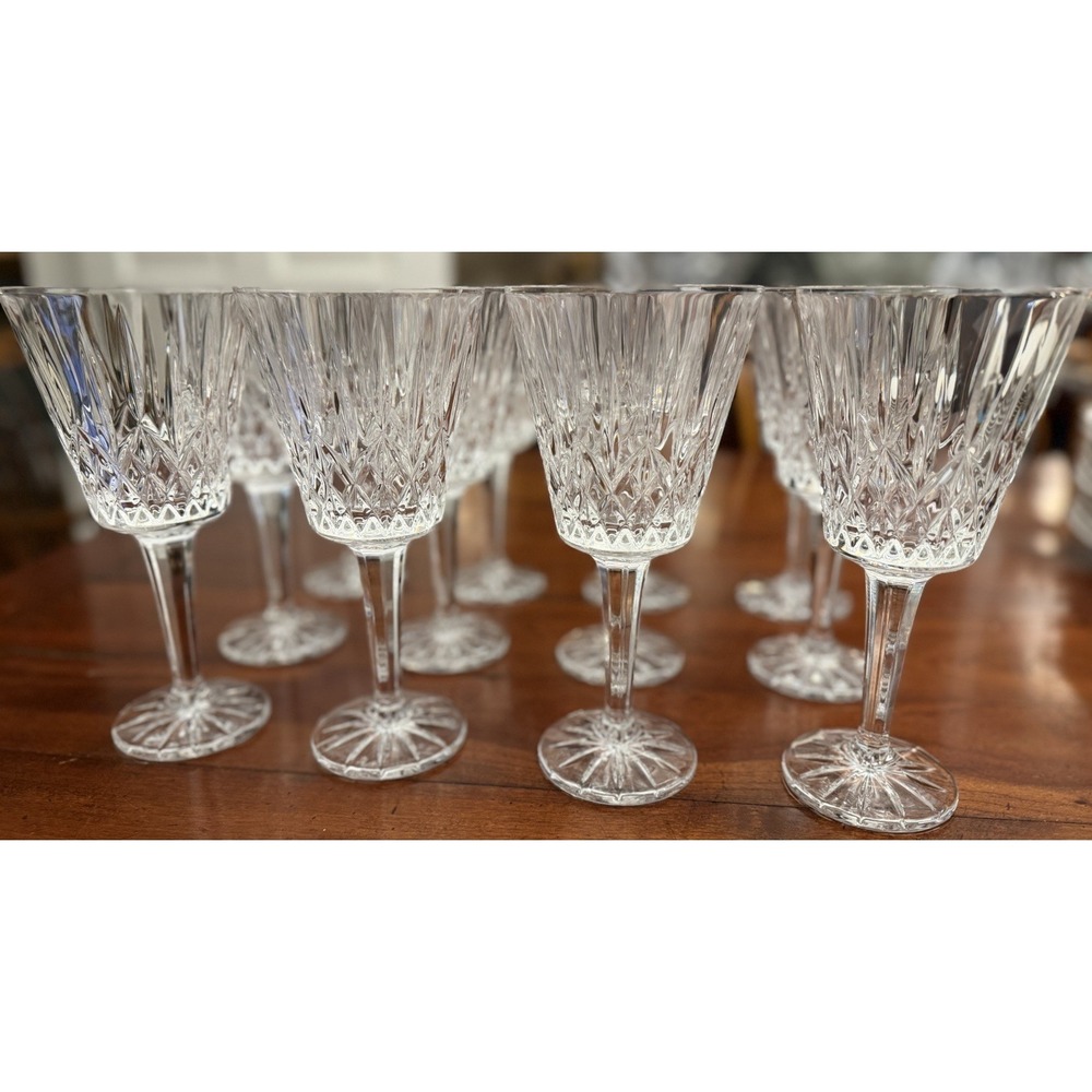 Vintage Waterford Crystal Lismore Tall Water Goblets 8-1/4" - Set of 12 Glasses